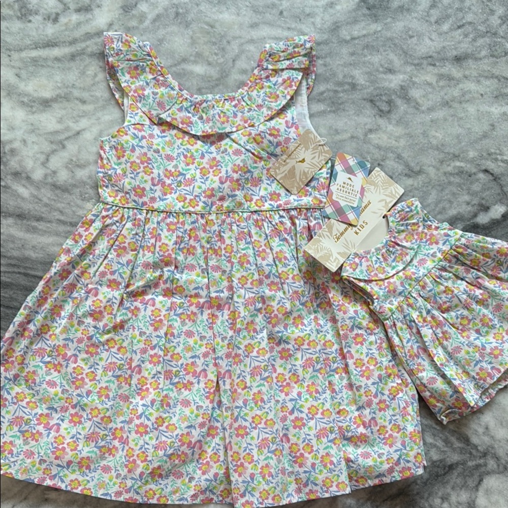 Tommy Bahama Kids Floral Dress Set - Pink and Yellow